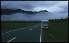 Our van emerging out of the clouds